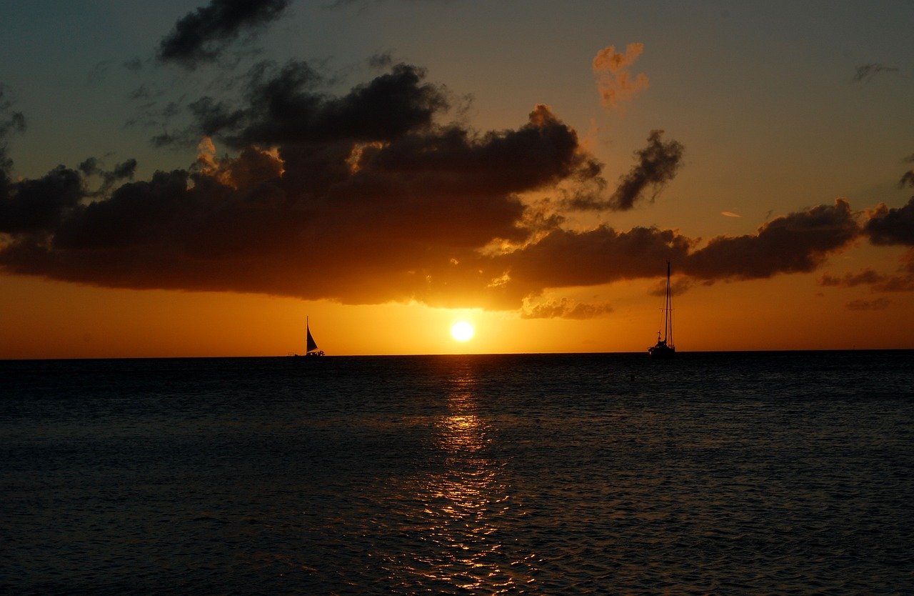 aruba, sunset, nature